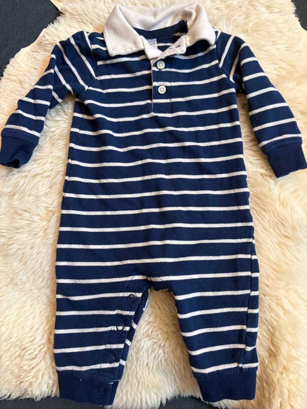 Classic Navy Stripe Polo One-Piece for Kids